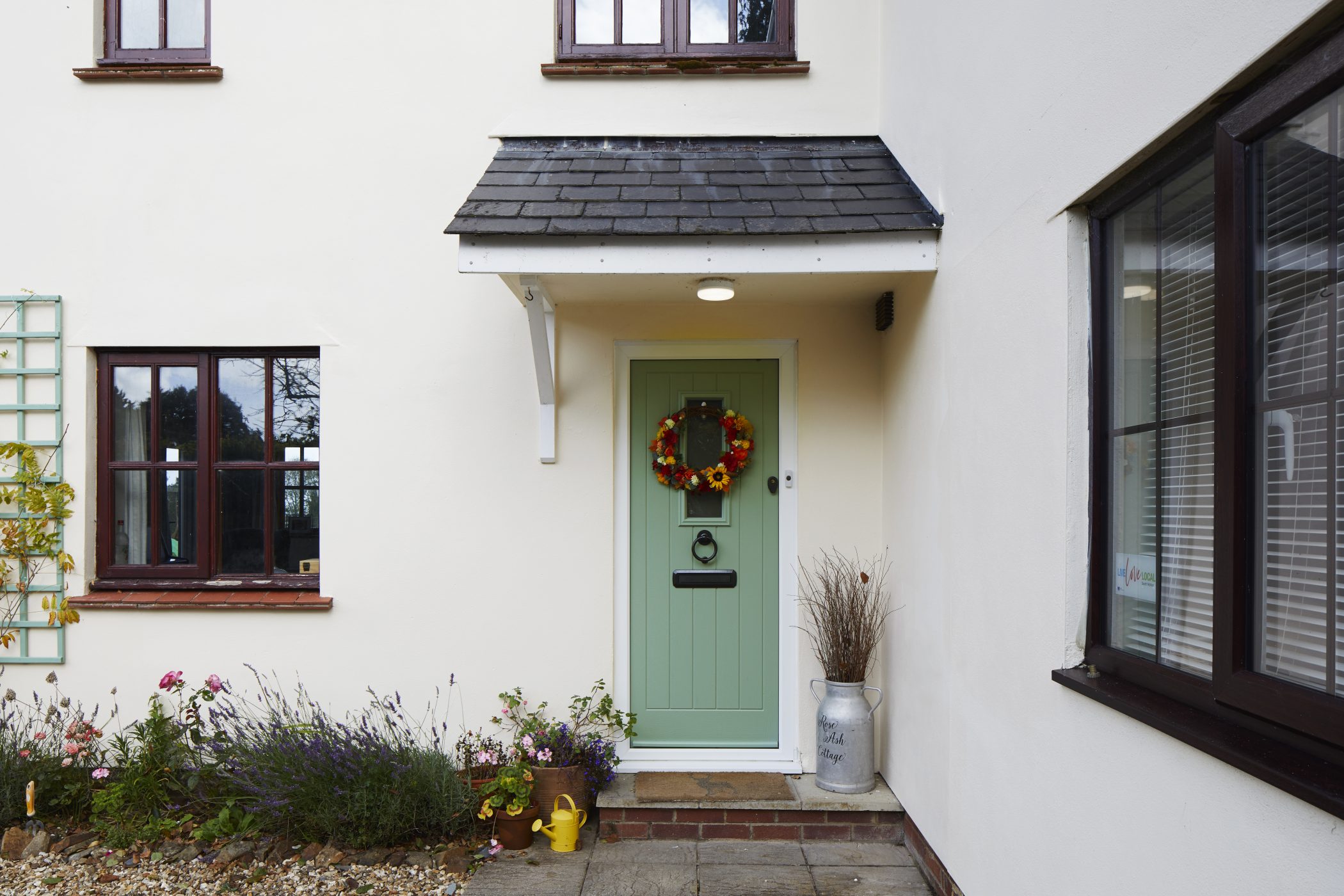 green front door
